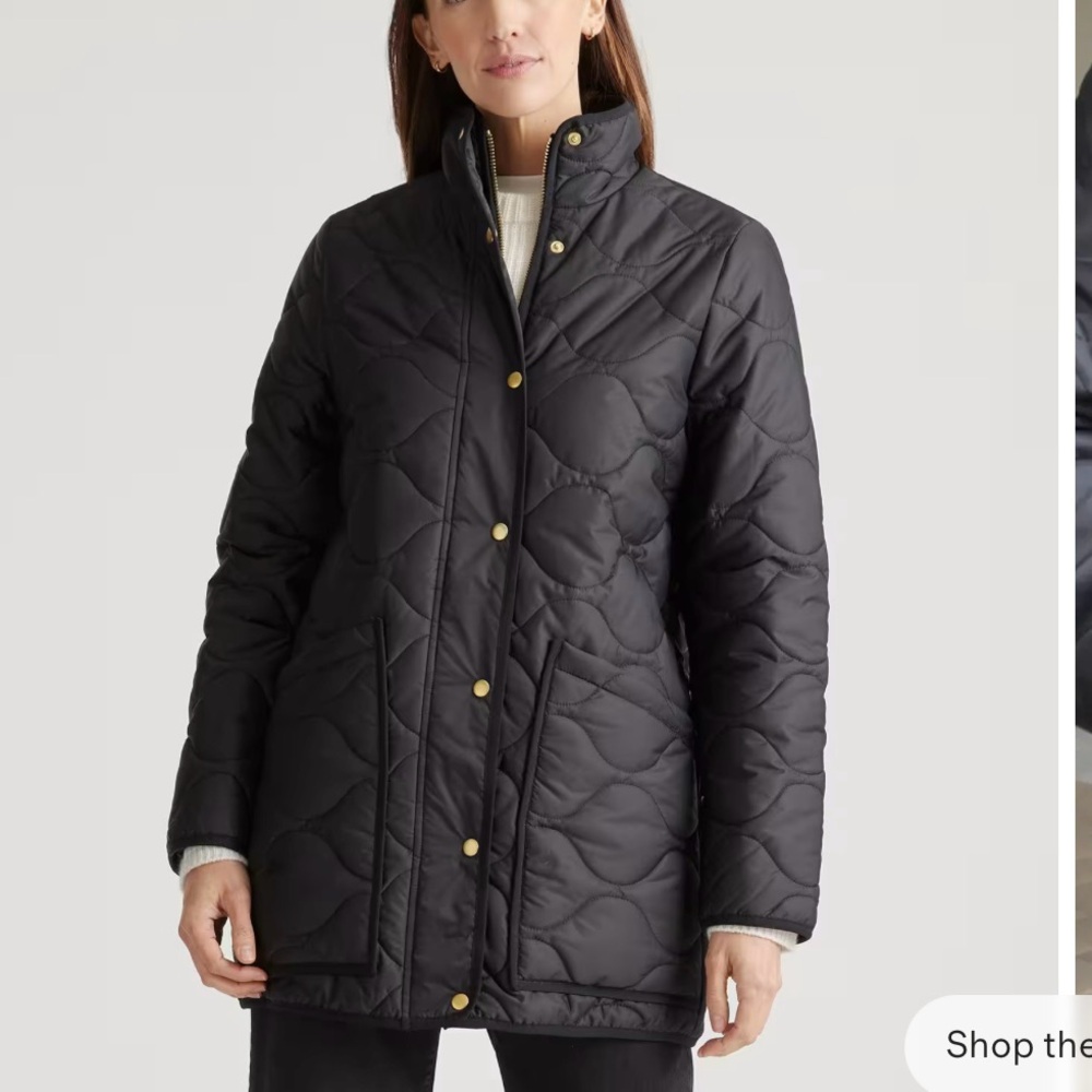 Quince Black Quilted Featherless Puffer Jacket